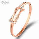 Retro Crystals Knot Bracelet Stainless Steel Bangle Woman Charms