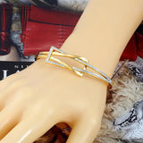 Retro Crystals Knot Bracelet Stainless Steel Bangle Woman Charms