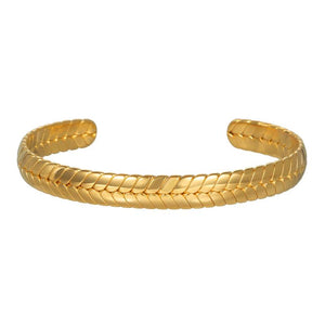 316L Stainless Steel Leaves Bangle Golden 18K Cuff Bracelet