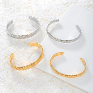 316L Stainless Steel Leaves Bangle Golden 18K Cuff Bracelet