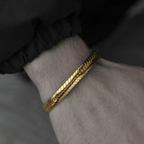 316L Stainless Steel Leaves Bangle Golden 18K Cuff Bracelet