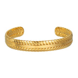 316L Stainless Steel Leaves Bangle Golden 18K Cuff Bracelet