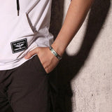 Men's Stainless Steel Jesus Cross Charm Link Mesh Chain Bracelet