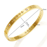 Plum Blossom Stainless Steel Bangles CZ Crystal Bracelets