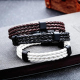 3-Layer Leather Bracelets & Bangles Men Charm Jewelry