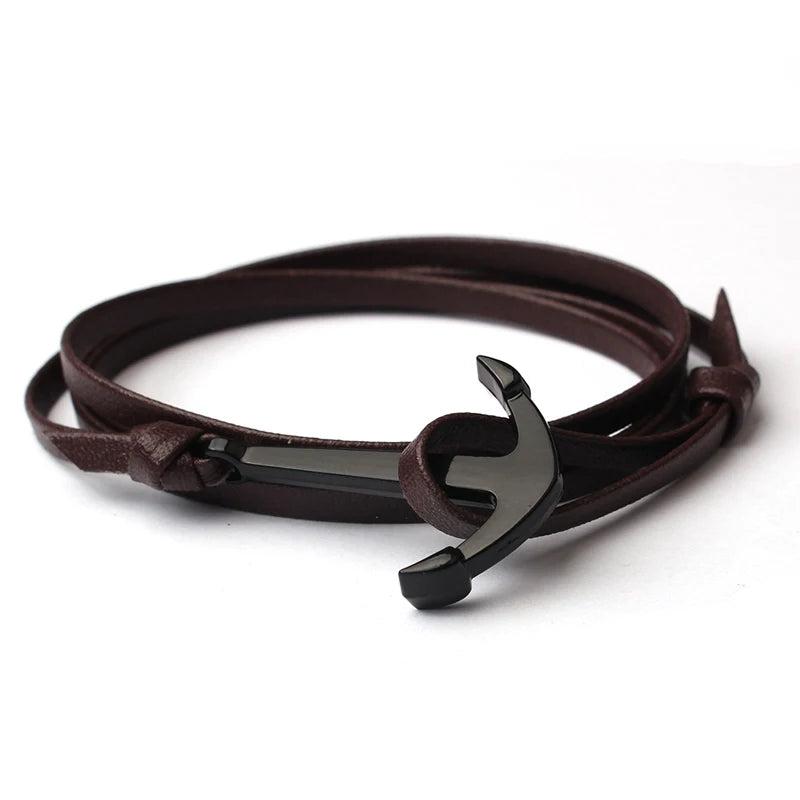 Anchor Bracelet Dark Brown Rope Chain Unisex Man Bracelet Drop