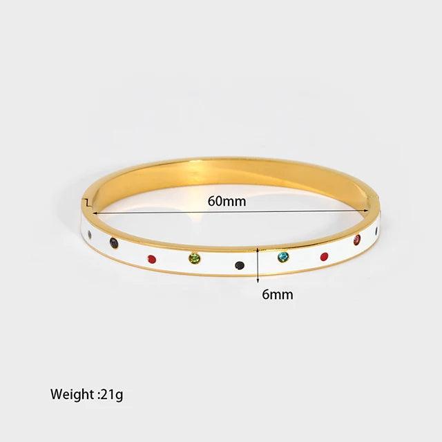 Colorful CZ Enamel Bangle Bracelets for Women