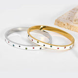 Colorful CZ Enamel Bangle Bracelets for Women