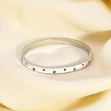 Colorful CZ Enamel Bangle Bracelets for Women