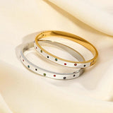 Colorful CZ Enamel Bangle Bracelets for Women