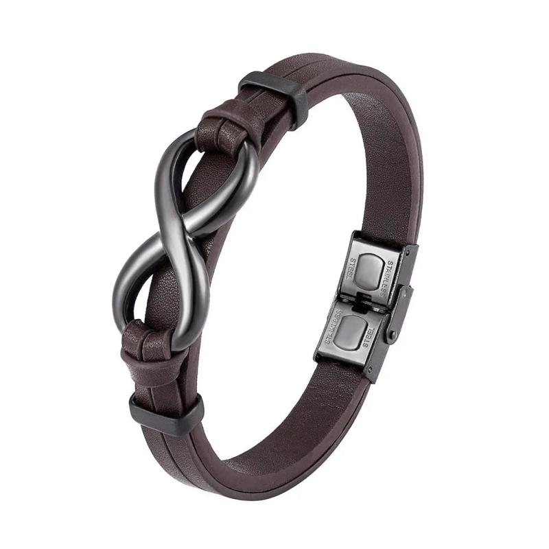 Men Leather Bracelet Bangle Stylish Male Wristband Man Bracelets Accessory