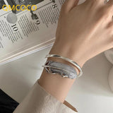 Vintage Feather Adjustable Silver Bracelet for Women