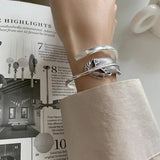 Vintage Feather Adjustable Silver Bracelet for Women
