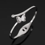 Butterfly Rhinestones Bangles Stainless Steel Bracelet