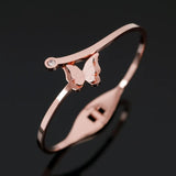 Butterfly Rhinestones Bangles Stainless Steel Bracelet