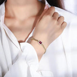 Chunky Cuban Chain Bracelet with Zircon Rectangle Charm