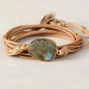 Bohemian Adjustable Rope Wrist Hand Jewelry Stone Bracelet