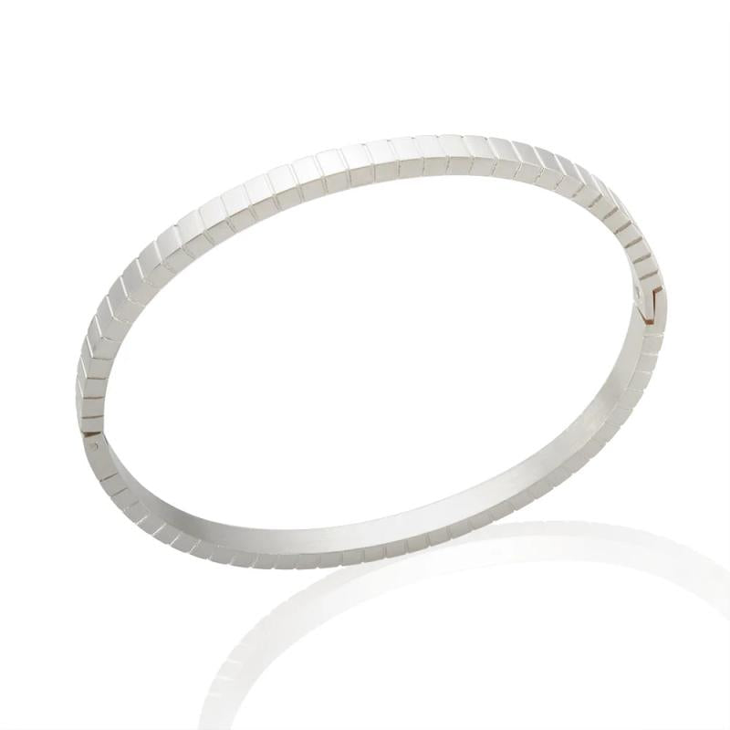 Corrosion Stripe Stainless Steel Bracelet with Cubic Zirconia