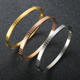 Corrosion Stripe Stainless Steel Bracelet with Cubic Zirconia