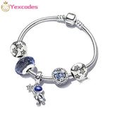 Silver-Plated Snake Bone Chain Starry Sky Bracelet Charm Women Beaded Jewelry