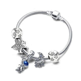 Silver-Plated Snake Bone Chain Starry Sky Bracelet Charm Women Beaded Jewelry