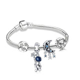 Silver-Plated Snake Bone Chain Starry Sky Bracelet Charm Women Beaded Jewelry