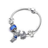 Silver-Plated Snake Bone Chain Starry Sky Bracelet Charm Women Beaded Jewelry