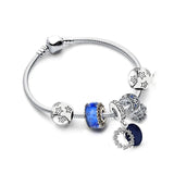 Silver-Plated Snake Bone Chain Starry Sky Bracelet Charm Women Beaded Jewelry