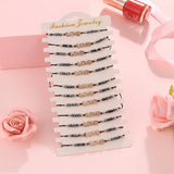 12 Pcs Love Crystal Bracelets Multilayer Charm Jewelry Bangles Adjustable