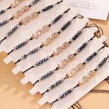 12 Pcs Love Crystal Bracelets Multilayer Charm Jewelry Bangles Adjustable