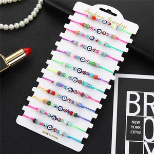 12pcs Eye Charms Bracelets Crystal Bead Anklets Child Girl Jewelry