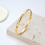 Minimalist Sun Flower Steel Bangle Bracelet