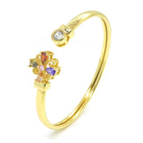18K Copper Gold-Plated Four Leaf Grass Bracelet with CZ for Birthday Party