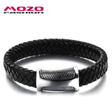 Men Leather Rope Bracelet Stainless Steel Magnet Buckle PS2106
