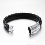 Men Leather Rope Bracelet Stainless Steel Magnet Buckle PS2106