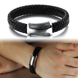 Men Leather Rope Bracelet Stainless Steel Magnet Buckle PS2106