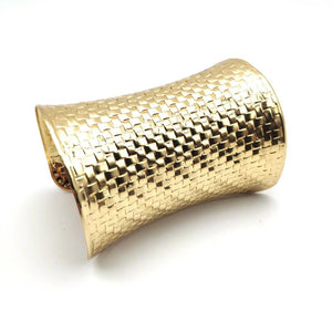 Golden Mosaic Pattern Arm Bracelet Metal Cuff Bangles