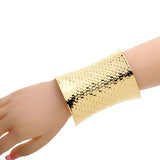 Golden Mosaic Pattern Arm Bracelet Metal Cuff Bangles