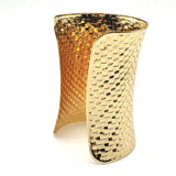 Golden Mosaic Pattern Arm Bracelet Metal Cuff Bangles