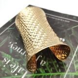 Golden Mosaic Pattern Arm Bracelet Metal Cuff Bangles
