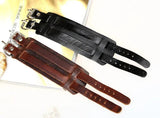Brown Red Vintage Double Buckles Clasp Wide Wrap Belt Leather Bracelet