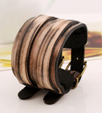 Brown Red Vintage Double Buckles Clasp Wide Wrap Belt Leather Bracelet