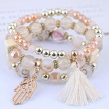 Boho Acrylic Beads Tassel Bracelets Multi-layer Wrap Jewelry