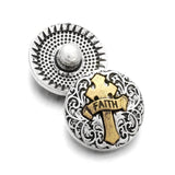 10pcs Faith Cross Snap Button Jewelry Ginger Metal 18mm Snap Buttons