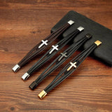Men's Cross Leather Bracelet Titanium Steel Accessory