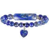 Natural Crystal Bar Stretch Bracelet, Unisex Love Heart Stone Beaded Bracelet