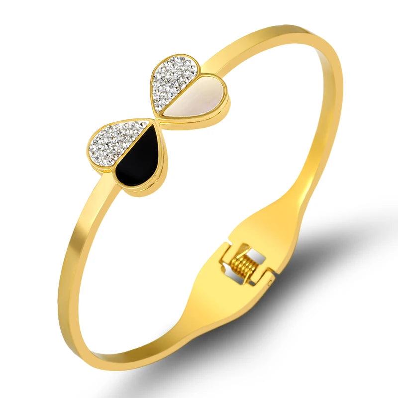 Summer Shell Heart Cuff Bracelets Bangles Zirconia Crystals Wedding Gift