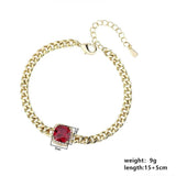 Women's Red Green Crystal Heavy Bracelet Christmas Party Gift