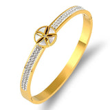 Summer Flower Shell Bracelet Stainless Steel Cubic Zirconia Crystal Bangle