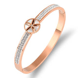 Summer Flower Shell Bracelet Stainless Steel Cubic Zirconia Crystal Bangle